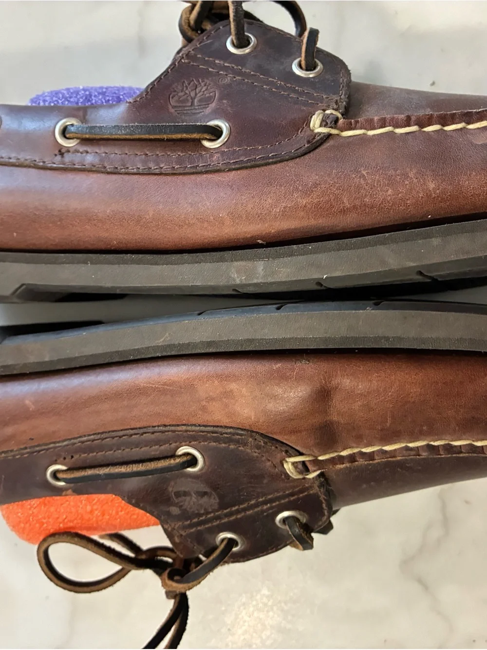 Timberland Men's Handsewn Brown Leather Classic 2 Eye Boat Shoes Sz 12 M